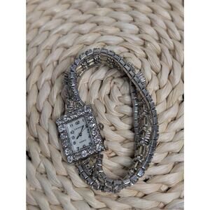 Women's Silver Tone and Rhinestone Watch By Kim Rogers with Jewelry Box